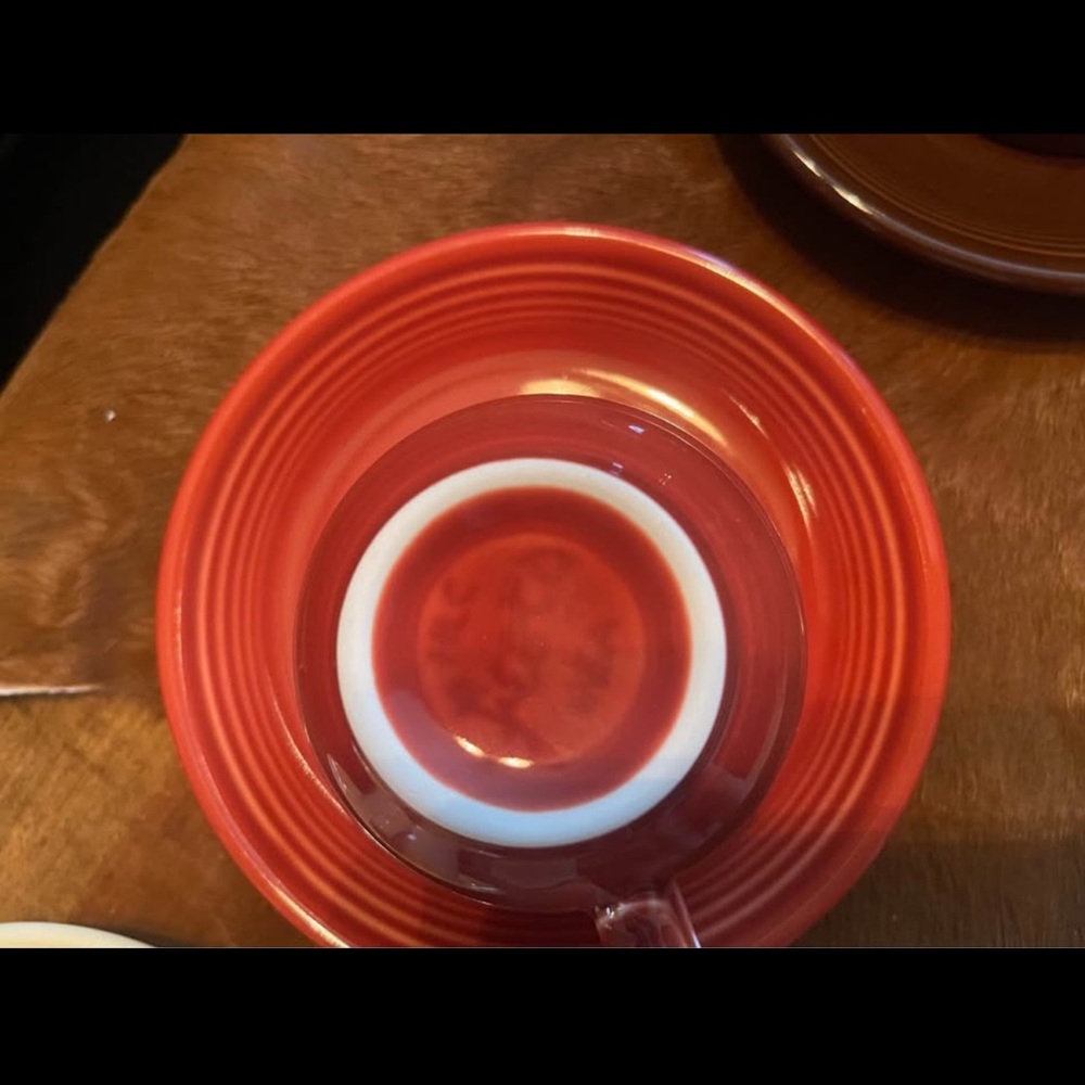 Set of Three Colorful Fiesta Cups with Saucers - Picture 3 of 4